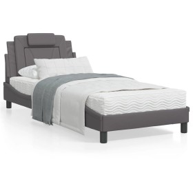 Bett mit grauer Kunstledermatratze 90x190 cm von , Betten und Lattenroste - Ref: Foro24-3208764, Preis: 266,25 €, Rabatt: %