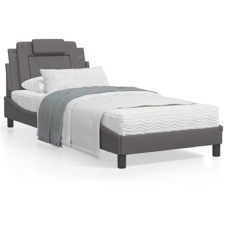 Bett mit grauer Kunstledermatratze 90x190 cm von , Betten und Lattenroste - Ref: Foro24-3208764, Preis: 266,25 €, Rabatt: %