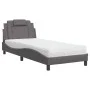 Cama con colchón cuero sintético gris 90x190 cm de , Camas y somieres - Ref: Foro24-3208764, Precio: 266,66 €, Descuento: %