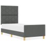 Estructura de cama con cabecera Gris oscuro 80 x 200 cm tela