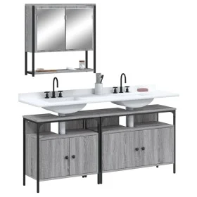 3-teiliges Badezimmermöbelset aus grauem Sonoma-Sperrholz von , Badezimmermöbel - Ref: Foro24-3214668, Preis: 170,42 €, Rabat...