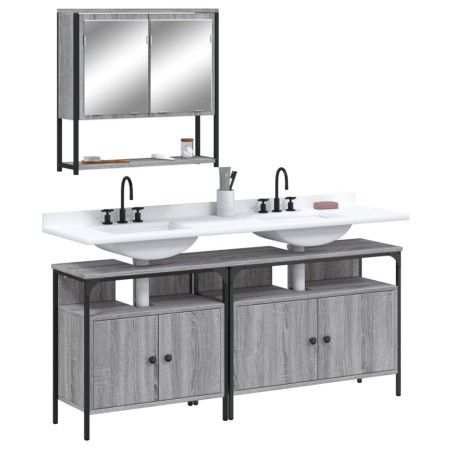 3-teiliges Badezimmermöbelset aus grauem Sonoma-Sperrholz von , Badezimmermöbel - Ref: Foro24-3214668, Preis: 173,04 €, Rabat...