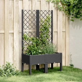 Planter with black PP trellis 80x40x142 cm by , Pots and planters - Ref: Foro24-367923, Price: 69,67 €, Discount: %