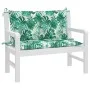 Garden bench cushions 2 pcs fabric leaf print 100x50x7 cm by , Cushions for chairs and sofas - Ref: Foro24-379035, Price: 49,...