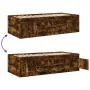 Tumbona con cajones madera ingeniería roble ahumado 100x200 cm de , Camas y somieres - Ref: Foro24-3280241, Precio: 203,64 €,...