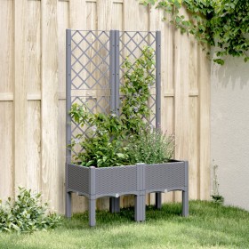 Jardinera con enrejado PP gris 80x40x142 cm