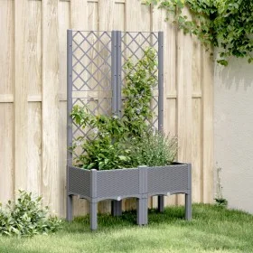 Planter with gray PP trellis 80x40x142 cm by , Pots and planters - Ref: Foro24-367921, Price: 69,67 €, Discount: %