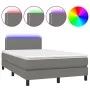 Box spring bed with mattress and LED dark brown fabric 120x190 cm by , Beds and slatted bases - Ref: Foro24-3270033, Price: 4...