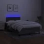 Box spring bed with mattress and LED dark brown fabric 120x190 cm by , Beds and slatted bases - Ref: Foro24-3270033, Price: 4...