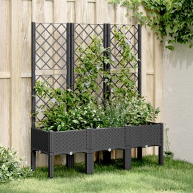 Jardinera con enrejado PP negro 120x40x142 cm