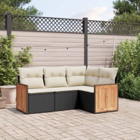 4-piece garden sofa set with black synthetic rattan cushions by , Garden sets - Ref: Foro24-3260012, Price: 282,89 €, Discoun...