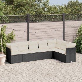 Set de comedor de jardín 7 pzas y cojines ratán sintético negro de , Conjuntos de jardín - Ref: Foro24-3249575, Precio: 431,0...