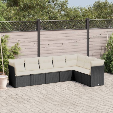 7-teiliges Garten-Essset und schwarze Kissen aus synthetischem Rattan von , Gartensets - Ref: Foro24-3249575, Preis: 431,00 €...
