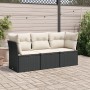 Garden sofa set with cushions 3 pieces black synthetic rattan by , Garden sets - Ref: Foro24-3249045, Price: 201,63 €, Discou...