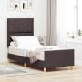 Estructura de cama con cabecera Marrón oscuro 80 x 200 cm tela