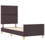 Estructura de cama con cabecera Marrón oscuro 80 x 200 cm tela