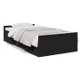 Black engineered wood bed with drawers 75x190 cm by , Beds and slatted bases - Ref: Foro24-3280350, Price: 113,80 €, Discount: %