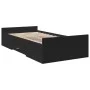 Black engineered wood bed with drawers 75x190 cm by , Beds and slatted bases - Ref: Foro24-3280350, Price: 113,80 €, Discount: %