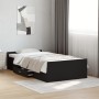 Black engineered wood bed with drawers 75x190 cm by , Beds and slatted bases - Ref: Foro24-3280350, Price: 115,06 €, Discount: %