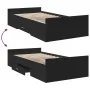 Black engineered wood bed with drawers 75x190 cm by , Beds and slatted bases - Ref: Foro24-3280350, Price: 113,80 €, Discount: %