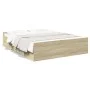 Sonoma oak engineered wood bed with drawers 150x200 cm by , Beds and slatted bases - Ref: Foro24-3280288, Price: 143,64 €, Di...