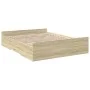 Sonoma oak engineered wood bed with drawers 150x200 cm by , Beds and slatted bases - Ref: Foro24-3280288, Price: 143,64 €, Di...