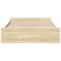 Sonoma oak engineered wood bed with drawers 150x200 cm by , Beds and slatted bases - Ref: Foro24-3280288, Price: 146,10 €, Di...