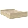 Sonoma oak engineered wood bed with drawers 150x200 cm by , Beds and slatted bases - Ref: Foro24-3280288, Price: 143,64 €, Di...
