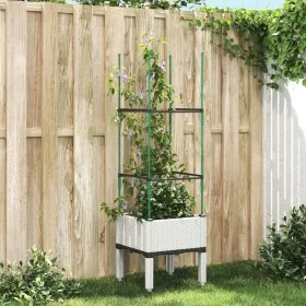 Planter with white PP trellis 40x40x142.5 cm by , Pots and planters - Ref: Foro24-367949, Price: 26,60 €, Discount: %
