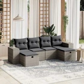 6-piece garden furniture set and gray synthetic rattan cushions by , Garden sets - Ref: Foro24-3264476, Price: 366,56 €, Disc...