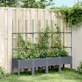 Jardinera con enrejado PP gris 160x40x142,5 cm de , Maceteros y jardineras - Ref: Foro24-367961, Precio: 72,14 €, Descuento: %