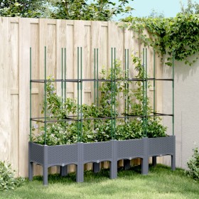 Planter with gray PP trellis 160x40x142.5 cm by , Pots and planters - Ref: Foro24-367961, Price: 80,95 €, Discount: %