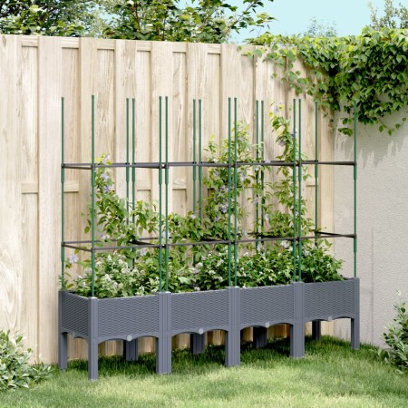 Planter with gray PP trellis 160x40x142.5 cm by , Pots and planters - Ref: Foro24-367961, Price: 80,95 €, Discount: %