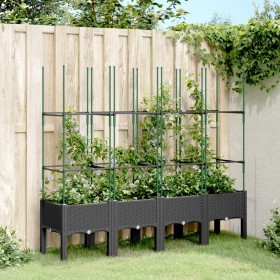 Jardinera con enrejado PP negro 160x40x142,5 cm