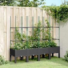 Planter with black PP trellis 160x40x142.5 cm by , Pots and planters - Ref: Foro24-367963, Price: 86,52 €, Discount: %