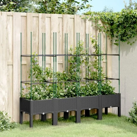 Planter with black PP trellis 160x40x142.5 cm by , Pots and planters - Ref: Foro24-367963, Price: 86,52 €, Discount: %