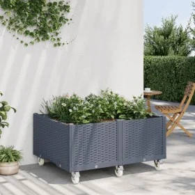 Gray PP planter with wheels 100x80x54 cm by , Pots and planters - Ref: Foro24-367977, Price: 159,16 €, Discount: %