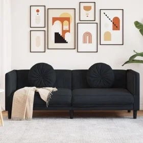 3-seater black velvet sofa with cushions by , Sofas - Ref: Foro24-372647, Price: 297,95 €, Discount: %