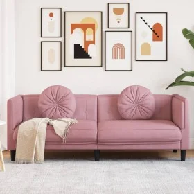 Pink velvet 3-seater sofa with cushions by , Sofas - Ref: Foro24-372645, Price: 294,21 €, Discount: %