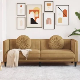 3 seater brown velvet sofa with cushions by , Sofas - Ref: Foro24-372651, Price: 300,38 €, Discount: %