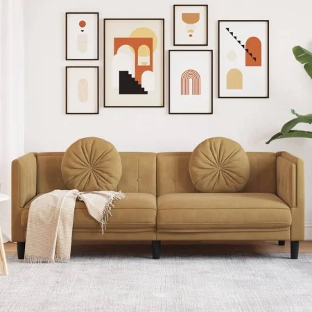 3 seater brown velvet sofa with cushions by , Sofas - Ref: Foro24-372651, Price: 300,38 €, Discount: %