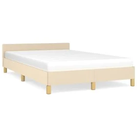 Bed frame with cream fabric headboard 120x190 cm by , Beds and slatted bases - Ref: Foro24-379539, Price: 121,06 €, Discount: %