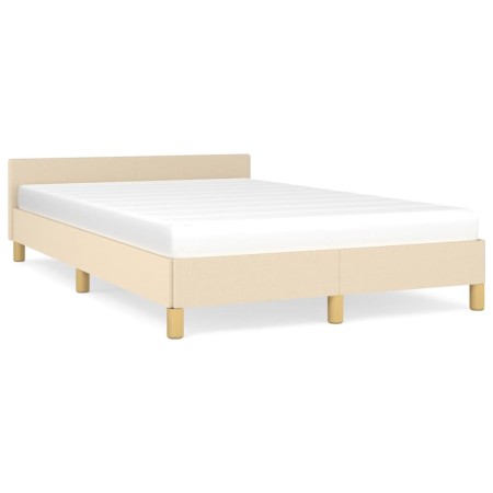 Bed frame with cream fabric headboard 120x190 cm by , Beds and slatted bases - Ref: Foro24-379539, Price: 123,09 €, Discount: %