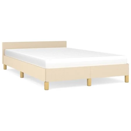 Bed frame with cream fabric headboard 120x190 cm by , Beds and slatted bases - Ref: Foro24-379539, Price: 121,06 €, Discount: %
