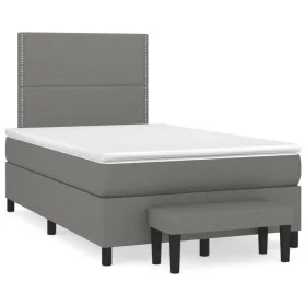 Box spring bed with dark gray fabric mattress 120x190 cm by , Beds and slatted bases - Ref: Foro24-3270349, Price: 430,87 €, ...