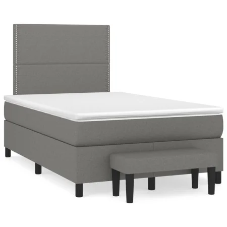Box spring bed with dark gray fabric mattress 120x190 cm by , Beds and slatted bases - Ref: Foro24-3270349, Price: 430,87 €, ...