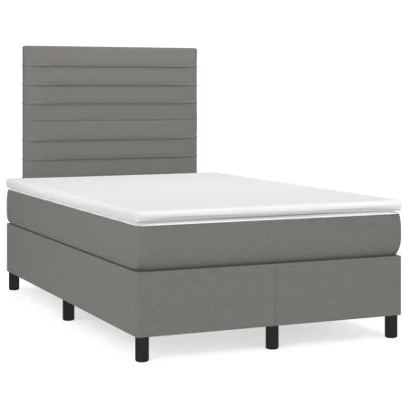Cama box spring con colchón y LED tela marrón oscuro 120x190 cm de , Camas y somieres - Ref: Foro24-3270205, Precio: 431,35 €...