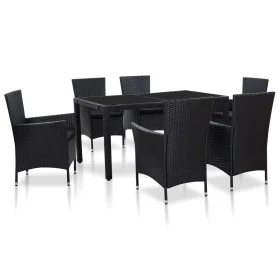 Garden dining set 7 pieces black synthetic rattan by vidaXL, Garden sets - Ref: Foro24-45977, Price: 498,36 €, Discount: %