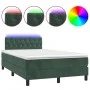 Box spring bed with mattress and LED dark green velvet 120x190cm by , Beds and slatted bases - Ref: Foro24-3270174, Price: 41...
