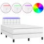 Box spring bed with mattress and LED white synthetic leather 120x190 cm by , Beds and slatted bases - Ref: Foro24-3270136, Pr...